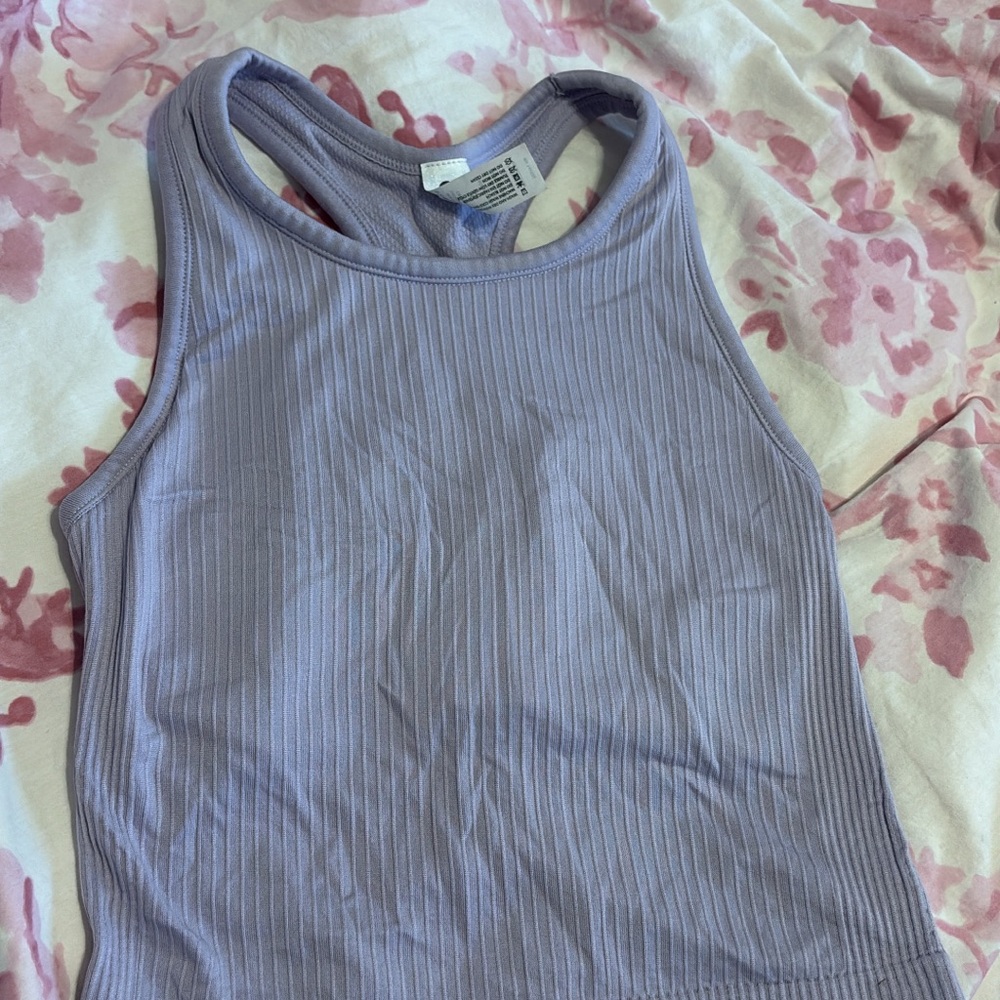 Lavender Ribbed Athletic Tank Top